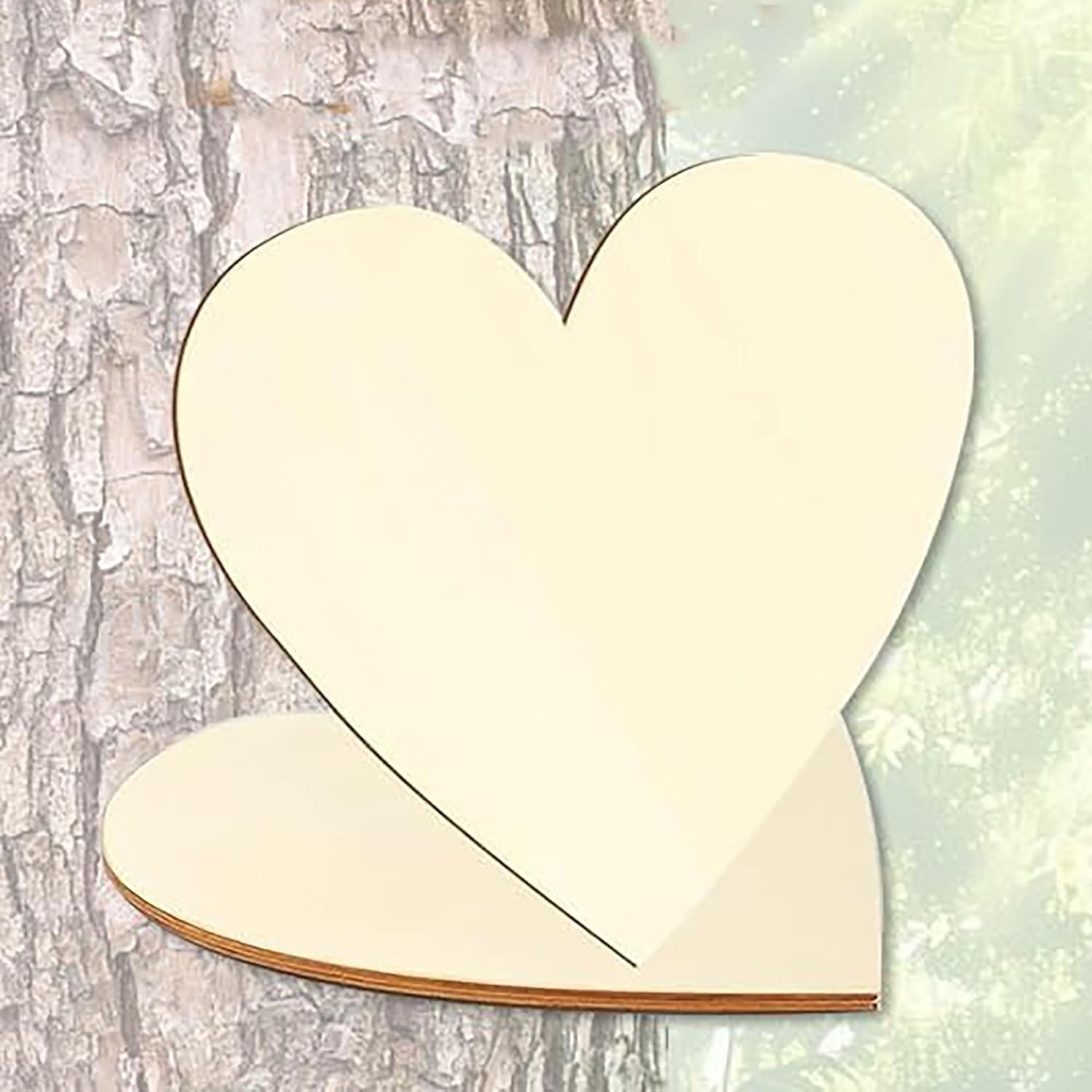 Heart-shaped wooden cutout on a textured background