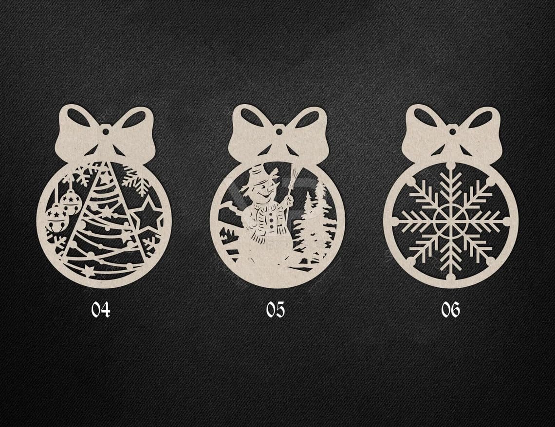 Three Christmas-themed cut-out decorations on a black background