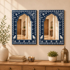 blue jharokha acrylic mirror wall hanging