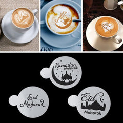 Cliths Set of 3 Ramadan Stencils Eid Mubarak Decor Templates for Coffee Islamic Party Decorations