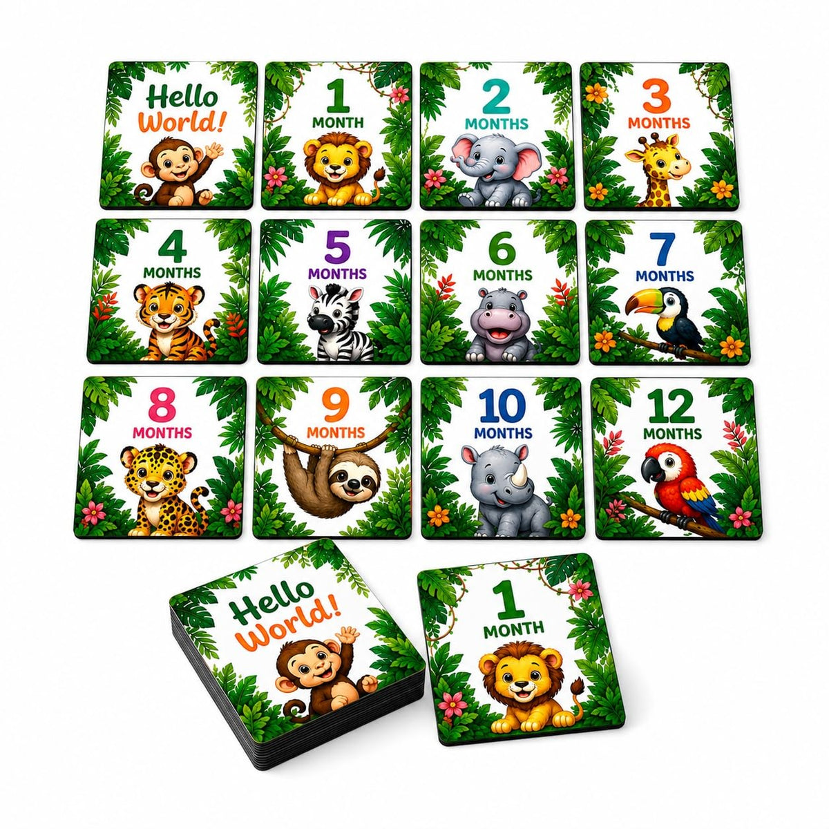 jungle safari baby milestone cards