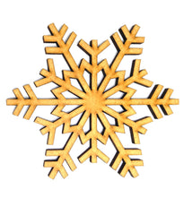 Wooden snowflake ornament on a white background