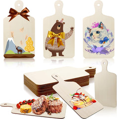 Set of cutting boards with animal illustrations and food on a white background