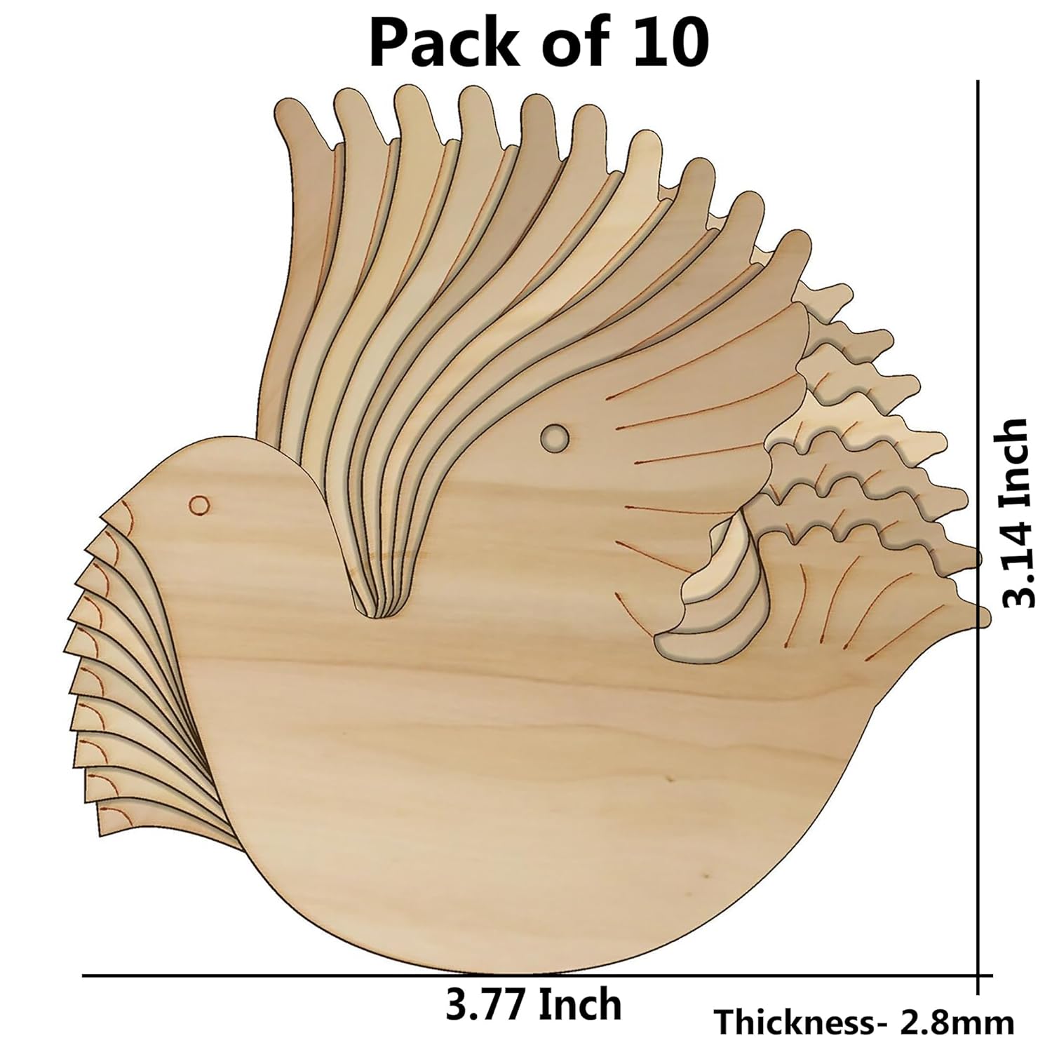 Wooden fish-shaped cutout with measurements on a white background