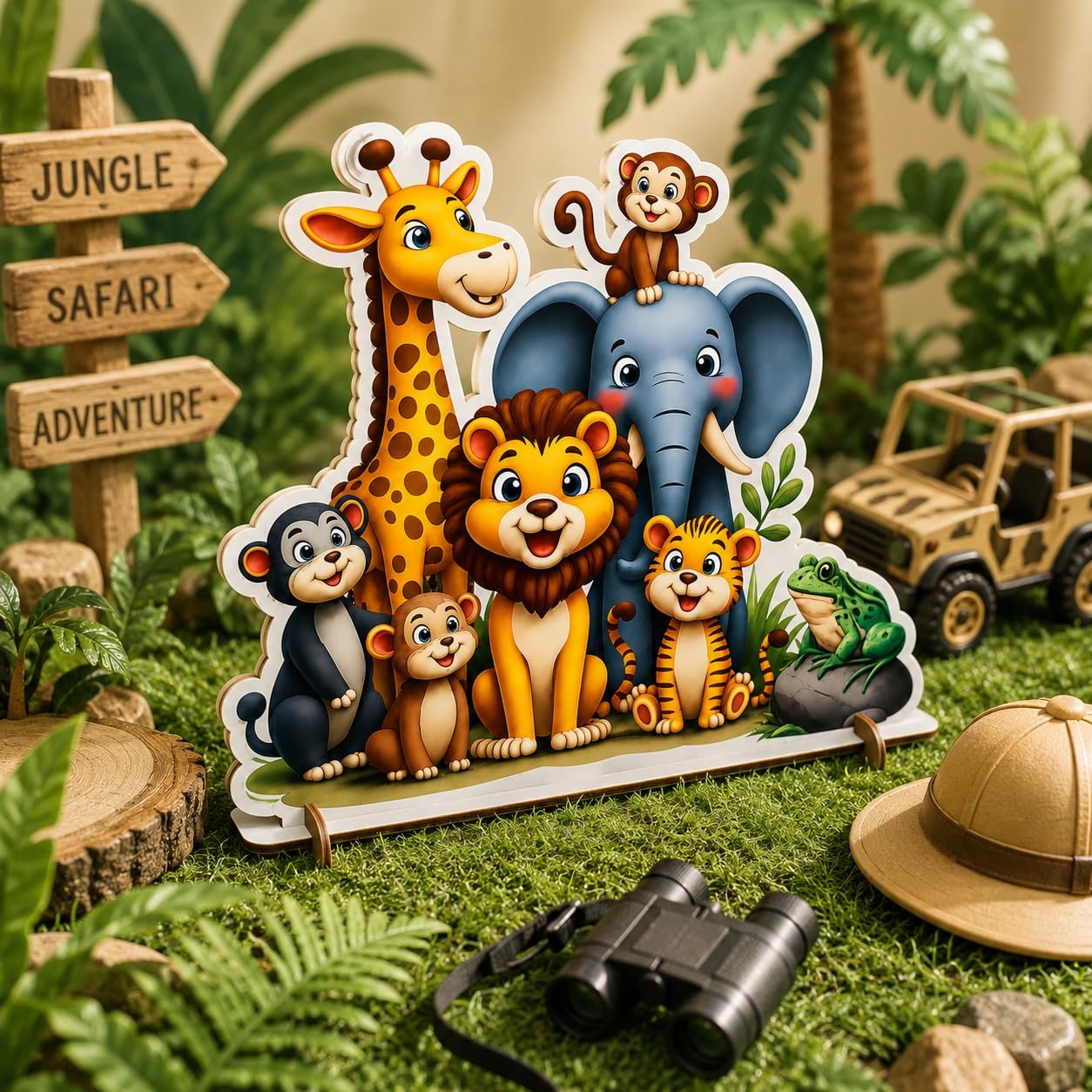 jungle animal nursery shelf decor