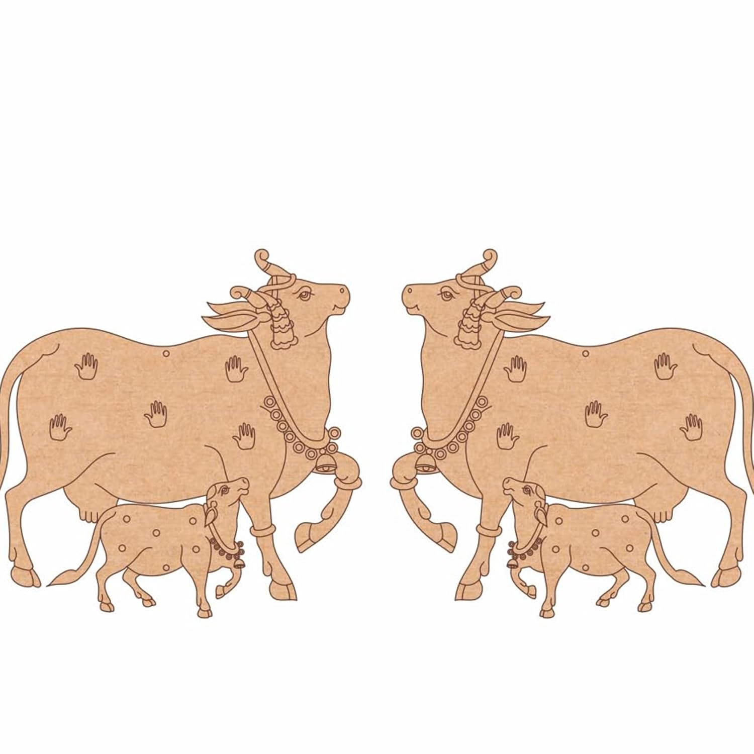 Illustration of two cows with calves on a white background