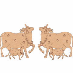 Illustration of two cows with calves on a white background