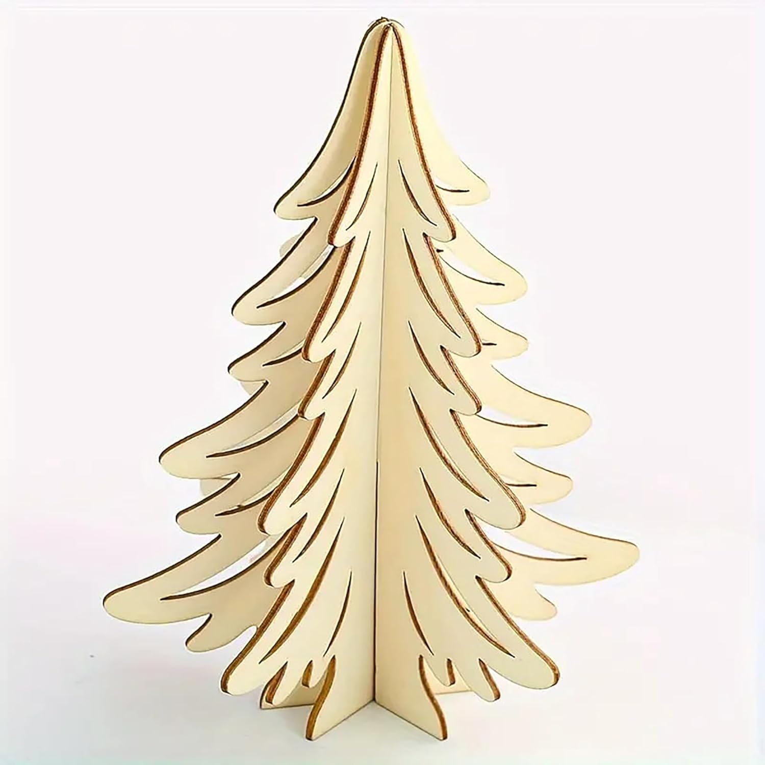 Wooden Christmas tree decoration on a white background