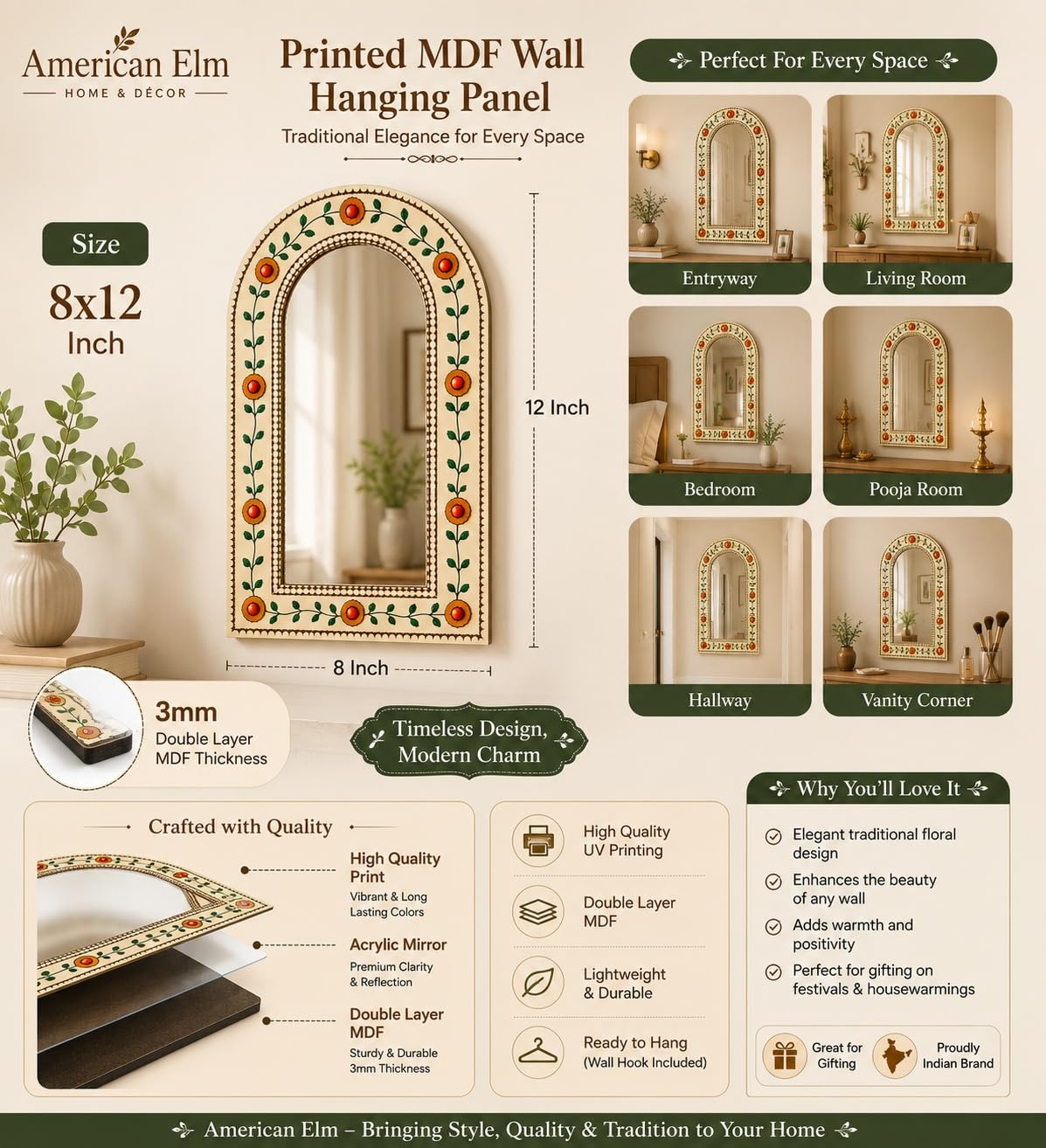 decorative floral mirror panel