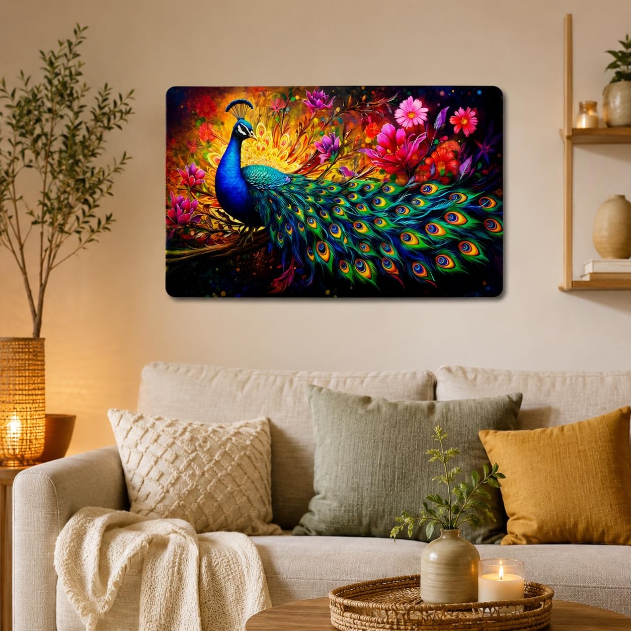 royal peacock wall art for living room