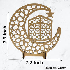Cliths Set of 3 Wooden Crescent Stands Kaaba Quran & Prayer Table Decor Ramadan Eid Mubarak Islamic Centerpieces
