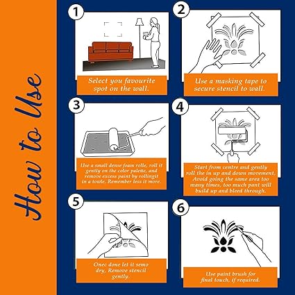 reusable floral stencil works on walls, wood, canvas,