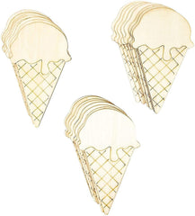 Wooden ice cream cone shapes on a white background