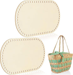Two beige oval trays with decorative edges and a woven basket with green checkered pattern on a white background.