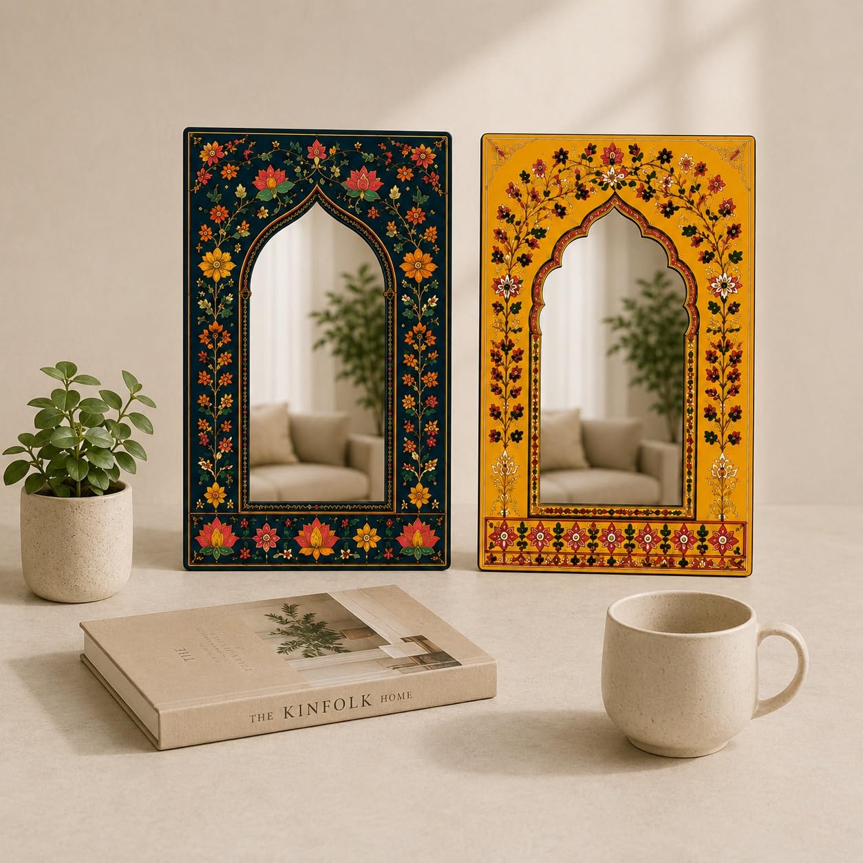 Floral Arch Mirror Wall Decor for Living Room