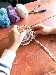 American Elm Scallop Circle Weaving Looms Set of 5 Wooden Hoops for Fiber Arts, Yarn Craft.