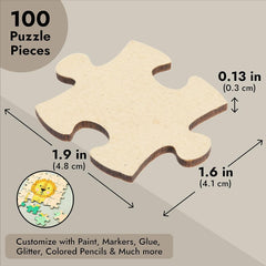 Cliths 100 Blank Wooden Puzzle Pieces Jigsaw Crafts DIY Customizable Art Projects Painting Blanks