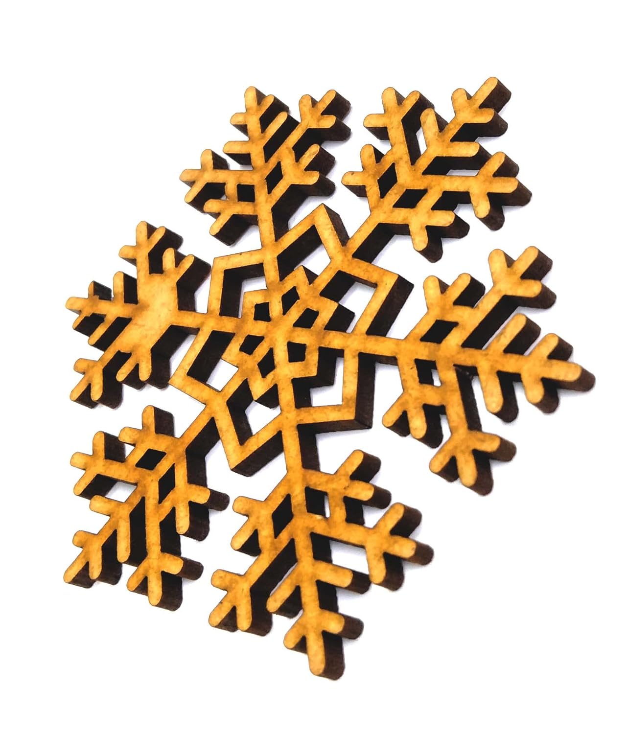 Decorative snowflake with black and gold design on a white background