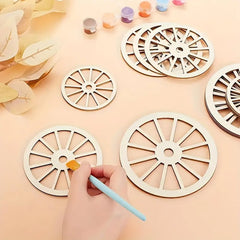 American Elm (10 Pieces Each) Wheel Shape MDF Cutouts Wooden Circles for DIY Crafts, Scrapbooking &amp; Home Decor