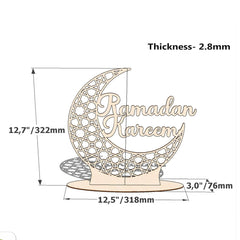 Cliths Wooden Ramadan Table Sign Eid Mubarak & Ramadan Kareem Home Decor Islamic Holiday Decorations