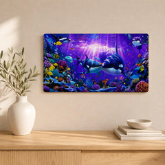 colorful whale wall hanging