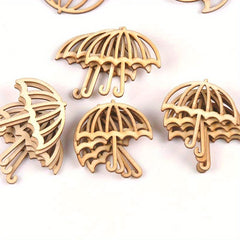 umbrella shaped wooden cutouts for diy crafts  mdf wooden pendants for kids painting  small unfinished wooden ornaments for decoration