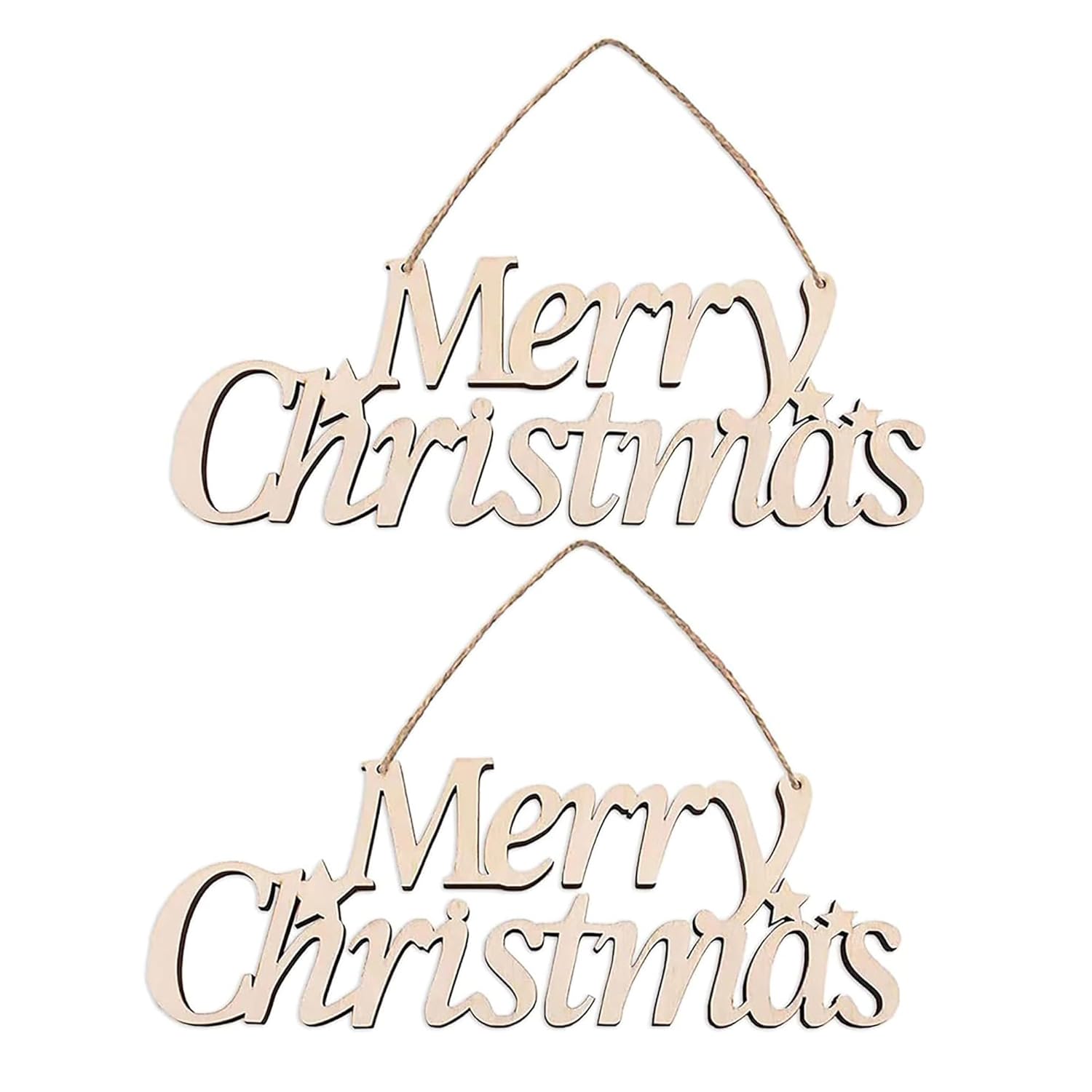 Wooden 'Merry Christmas' sign with a white background