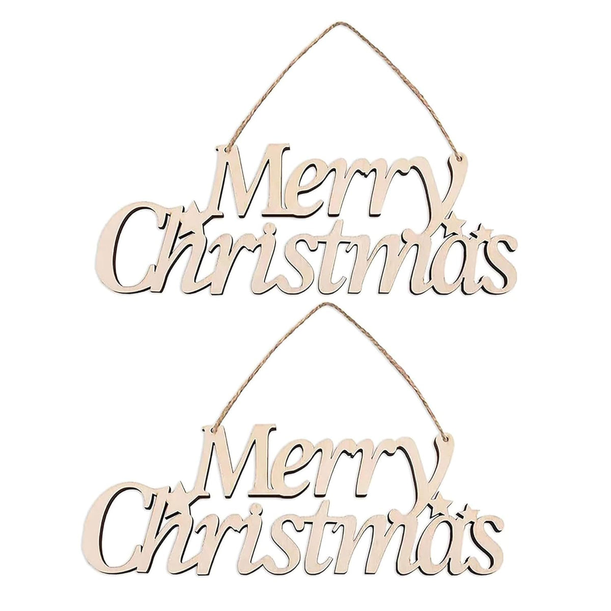 Wooden 'Merry Christmas' sign with a white background