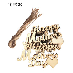 Wooden 'Happy Mother's Day' decorations with tassels on a white background