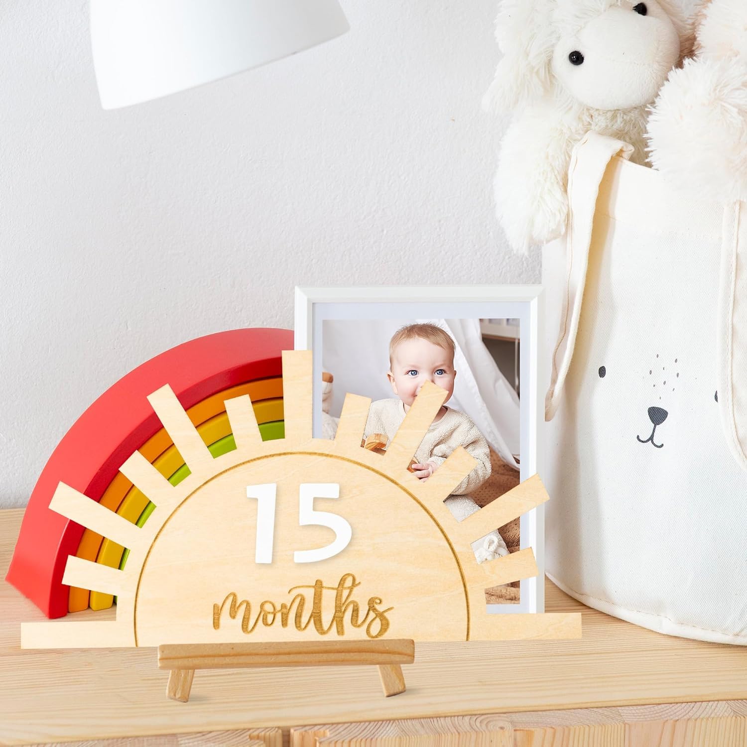 wooden mdf baby milestones set