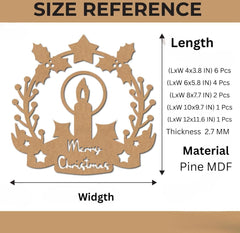 American Elm 6 Pcs MDF Wooden Christmas Wreath Cutouts Craft Ornaments for Holiday