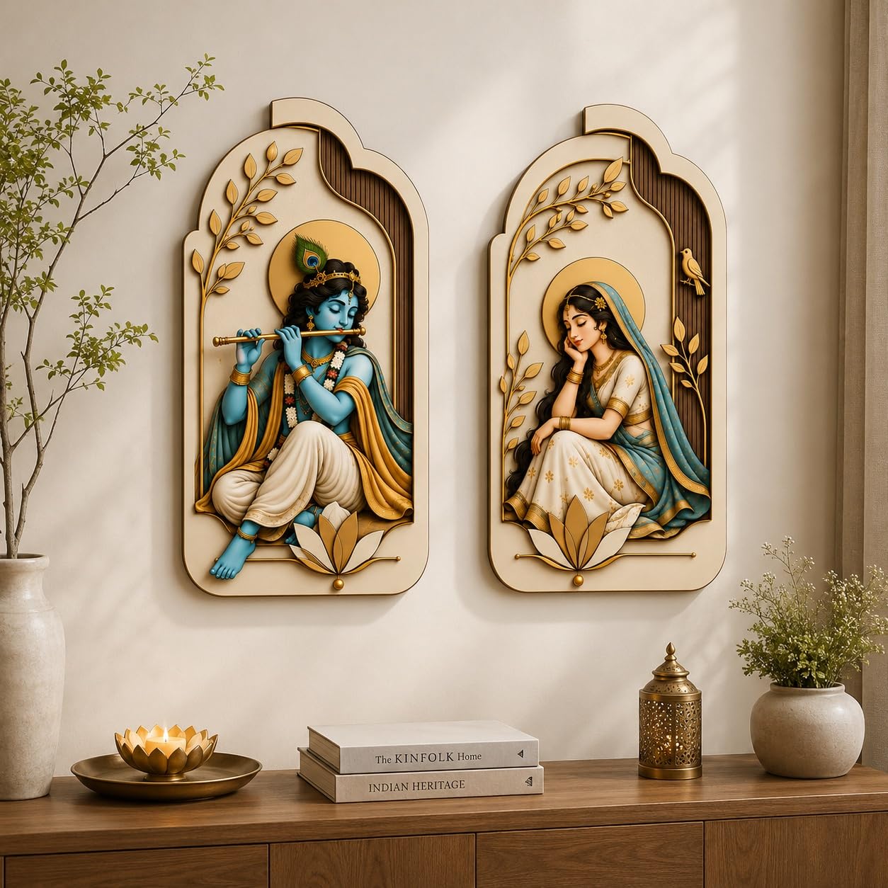radha krishna arch shape wall decor