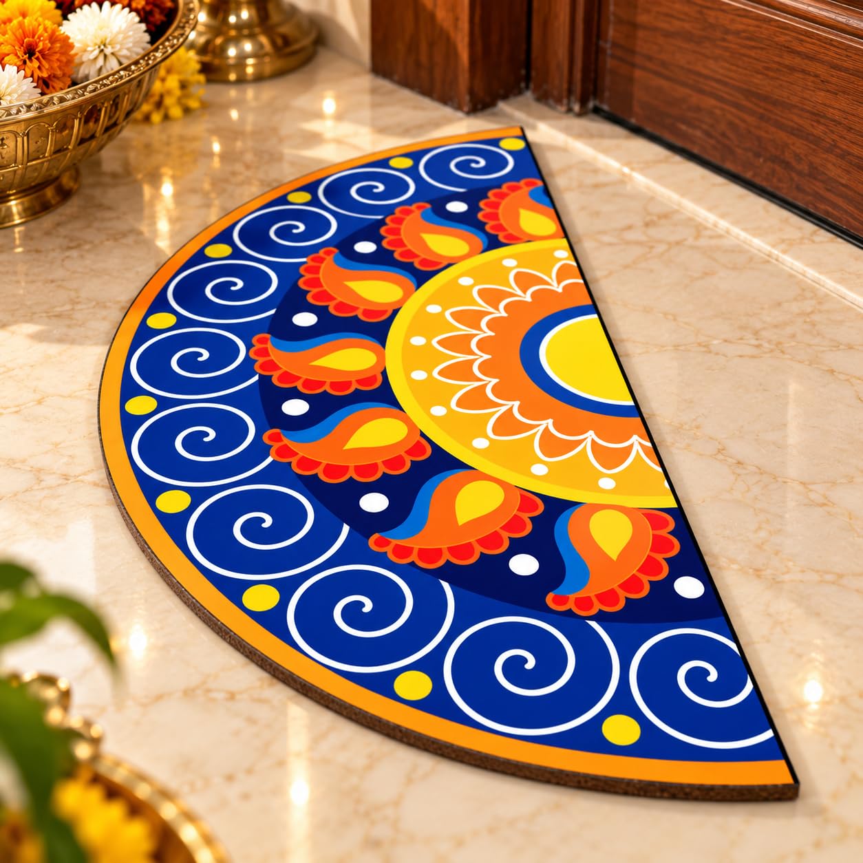 printed floor mandala decoration for pooja room entrance