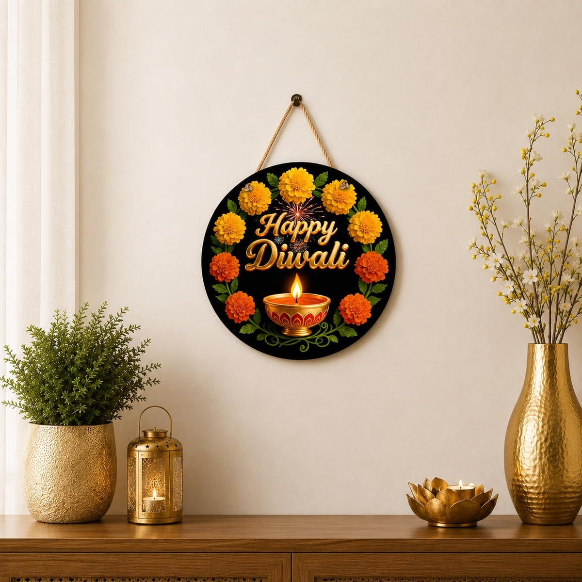 happy diwali round wall hanging decor for home