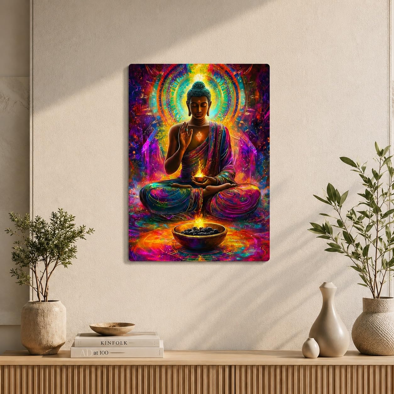 matte finish buddha wall painting