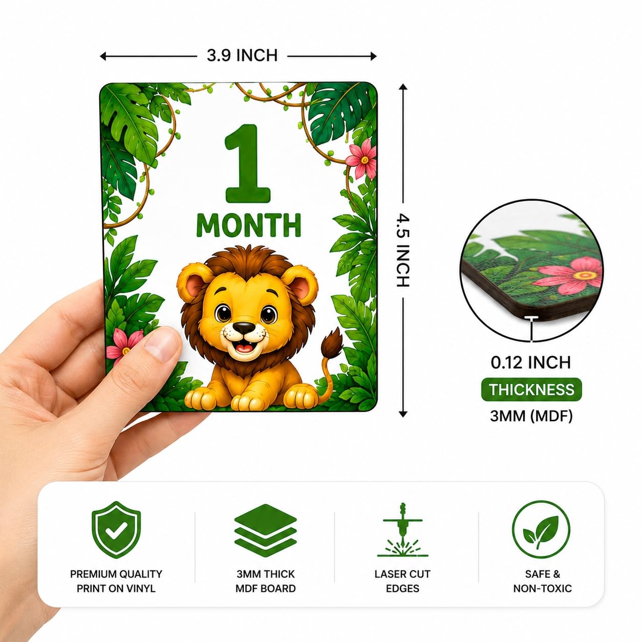 safari theme baby age marker cards