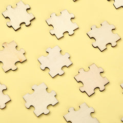 Cliths Pack of 40 Blank Wooden Puzzle Pieces MDF Craft Shapes DIY Home Decor & Party