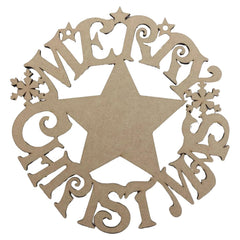 Decorative star-shaped cutout with 'Merry Christmas' text on a white background