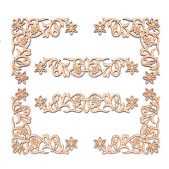 Decorative floral cutout shapes on a white background