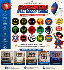 pack of 15 superhero wall decor cards