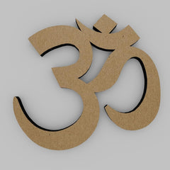 Wooden OM symbol on a gray background