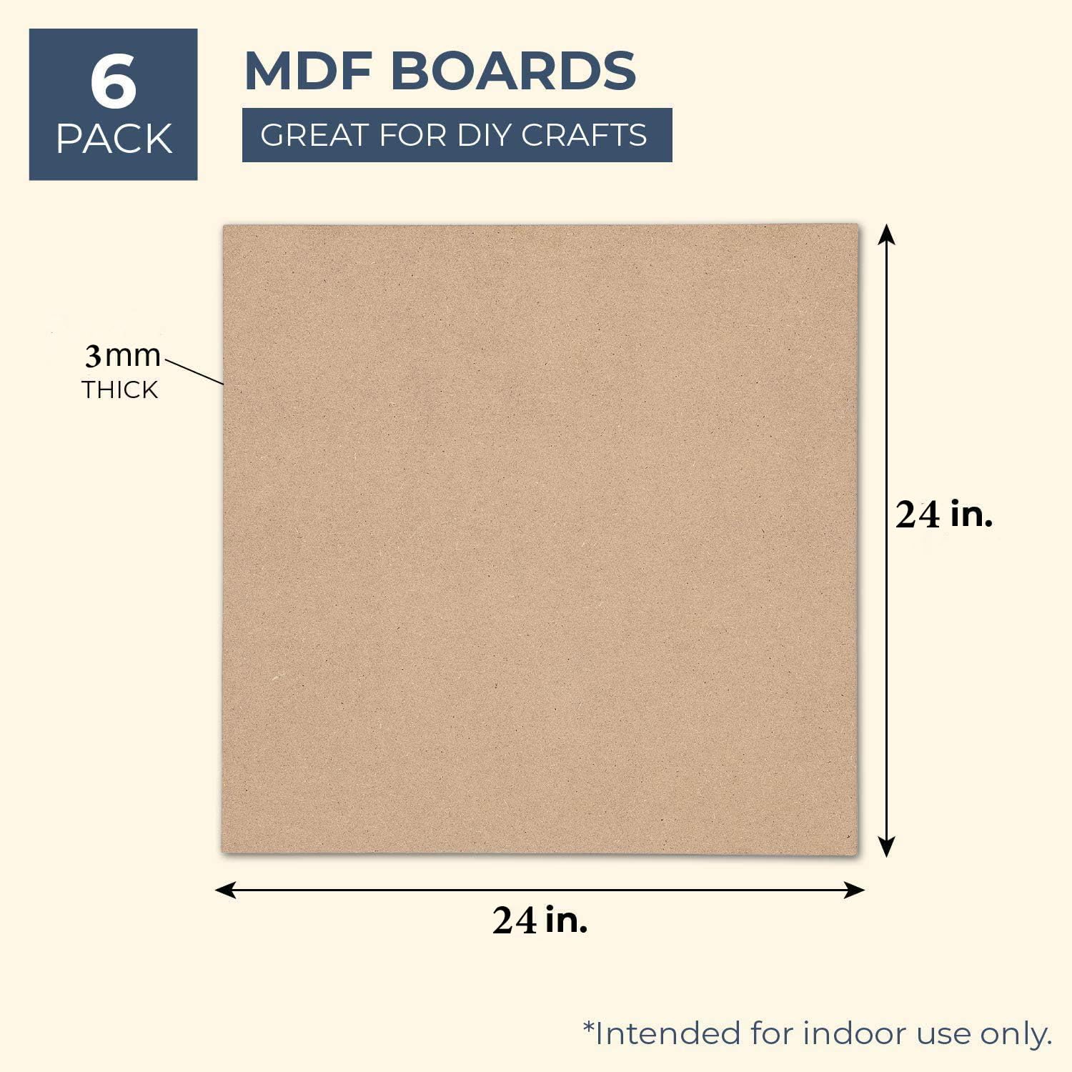 MDF board with dimensions and thickness details on a white background