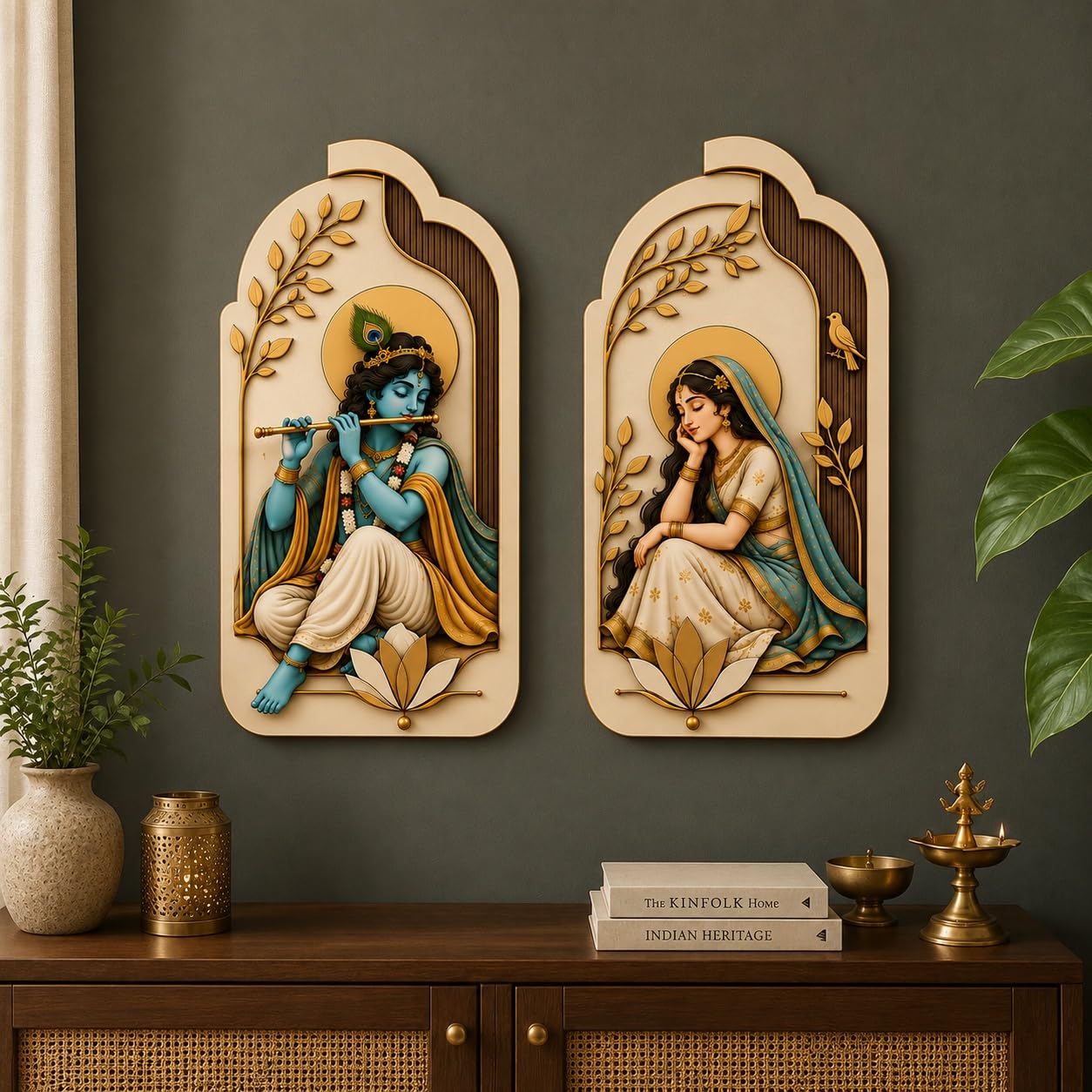 radha krishna decorative wall hanging