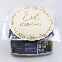 Cliths Set of 2 Ramadan Decorations Wooden Ramadan Mubarak & Eid Mubarak Hanging Ornaments Islamic Door Sign