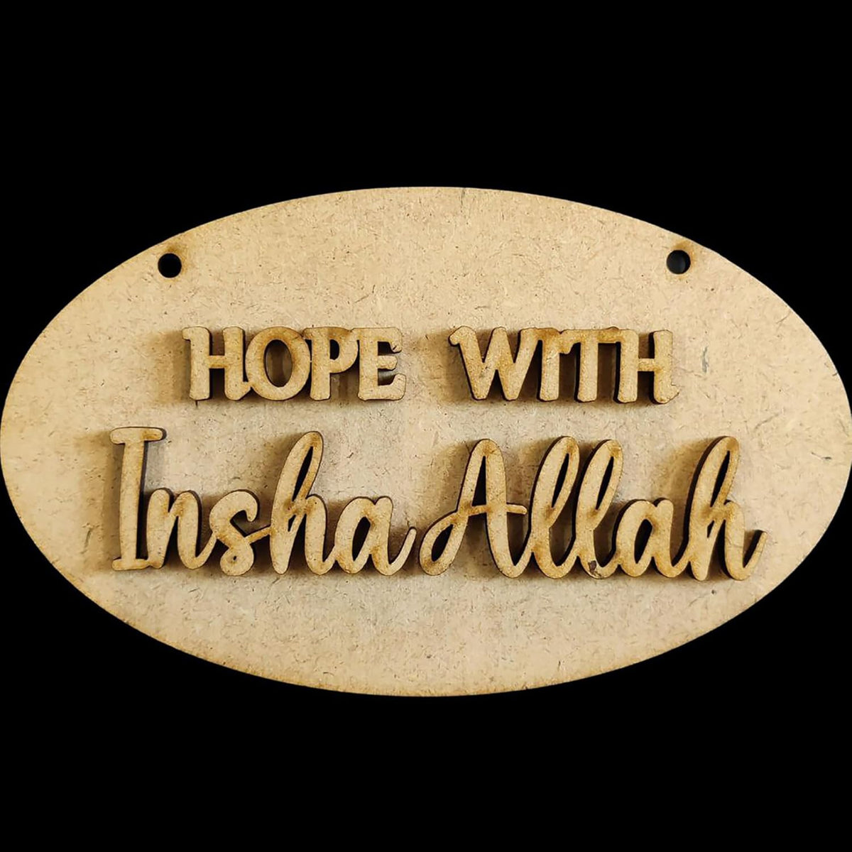 Cliths Hope with In Sha Allah Wooden Wall Decor Set of 2  Islamic Calligraphy Ramadan Eid Home