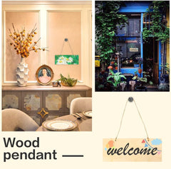 Collage of interior decor elements including a vase, framed picture, and 'welcome' sign.