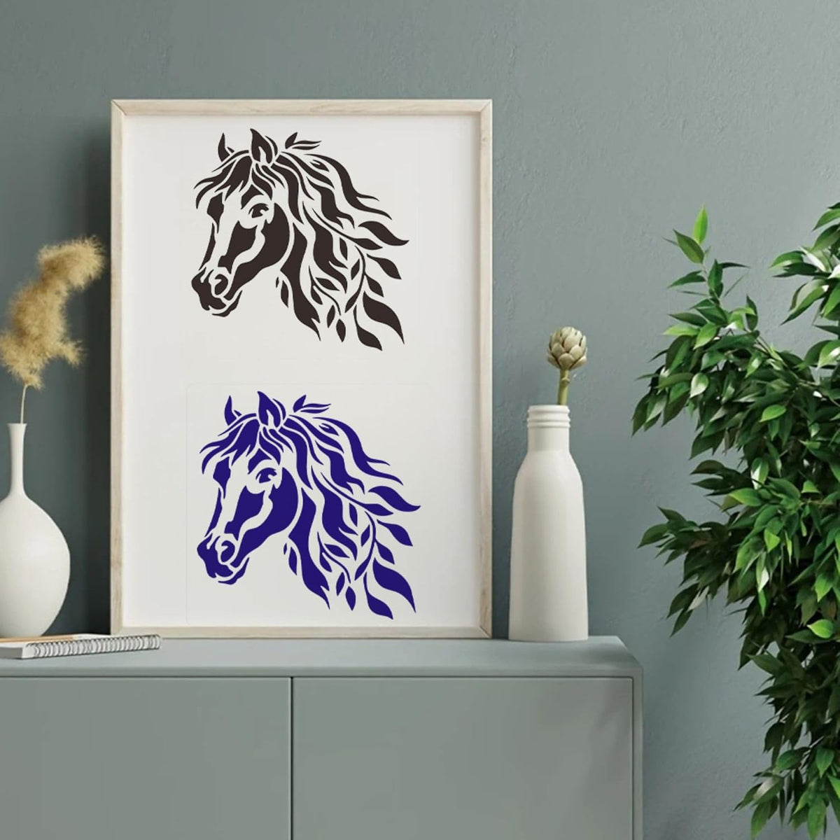 horse head stencil for wall decor
