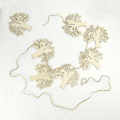 Decorative necklace with tree-shaped pendants on a white background