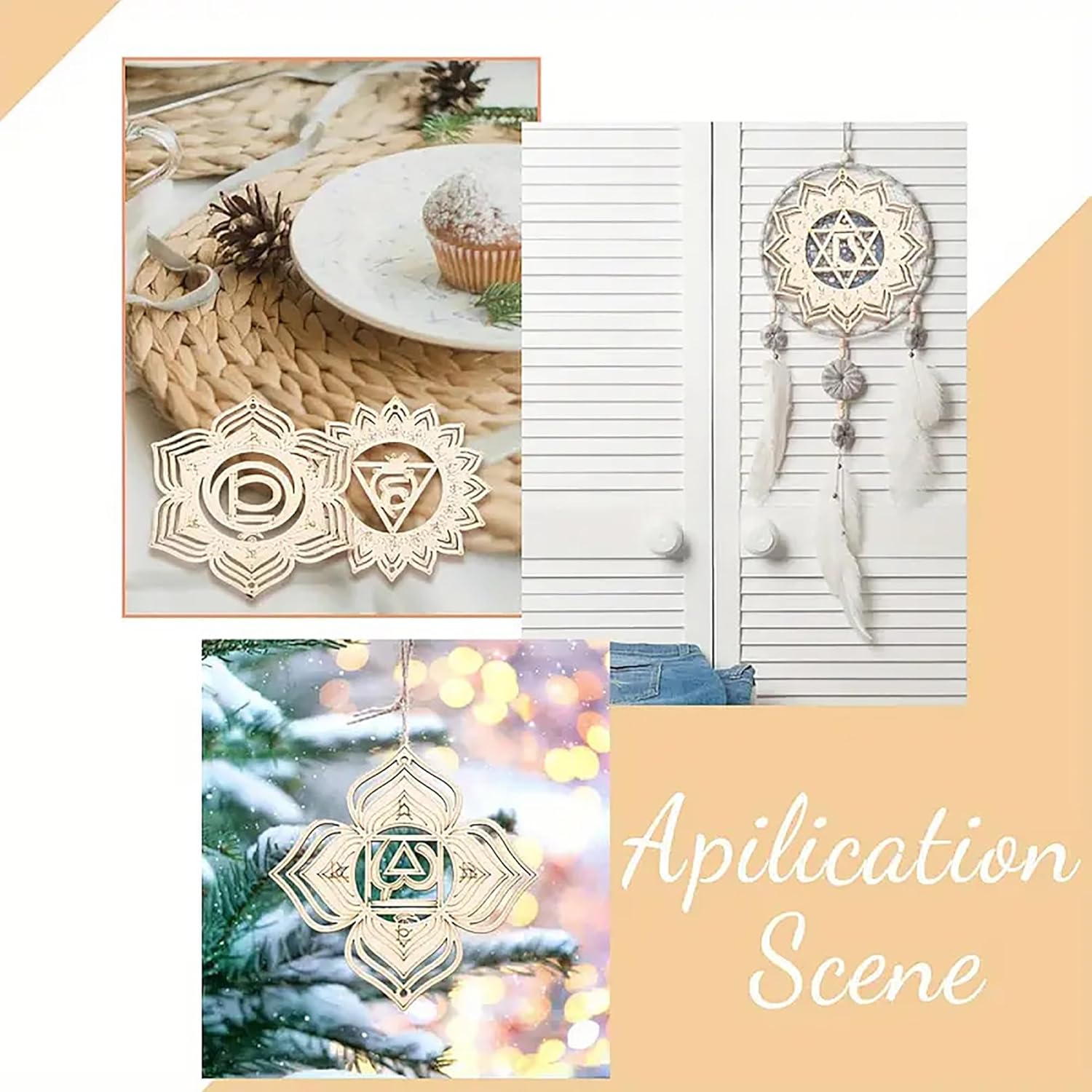 Collage of decorative items with geometric designs on a neutral background