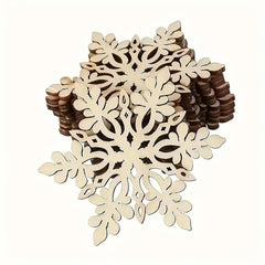 Wooden snowflake ornament on a white background